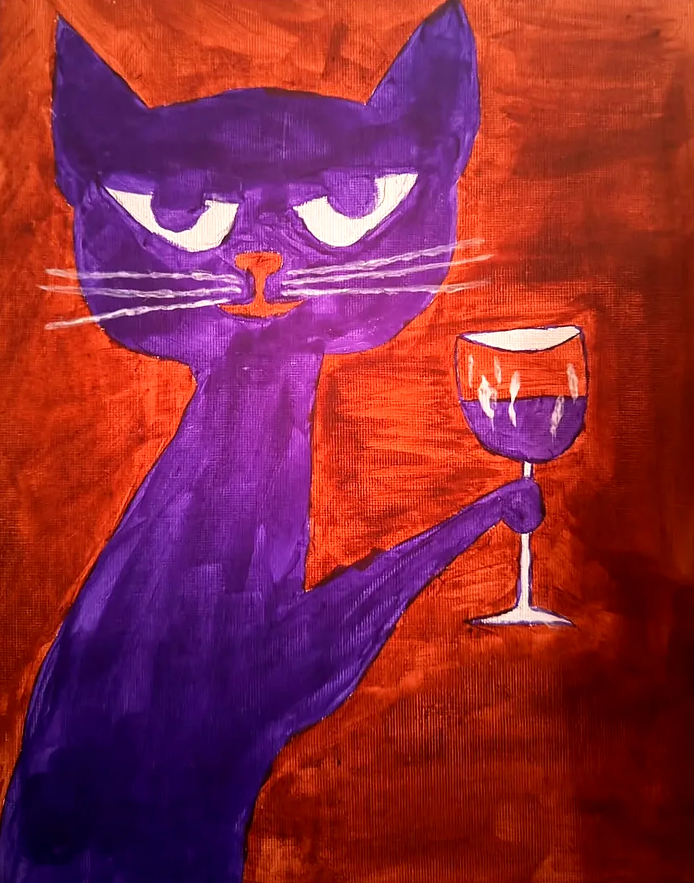 Le chat qui savoure, Acrylique sur toile | Karima Abdi