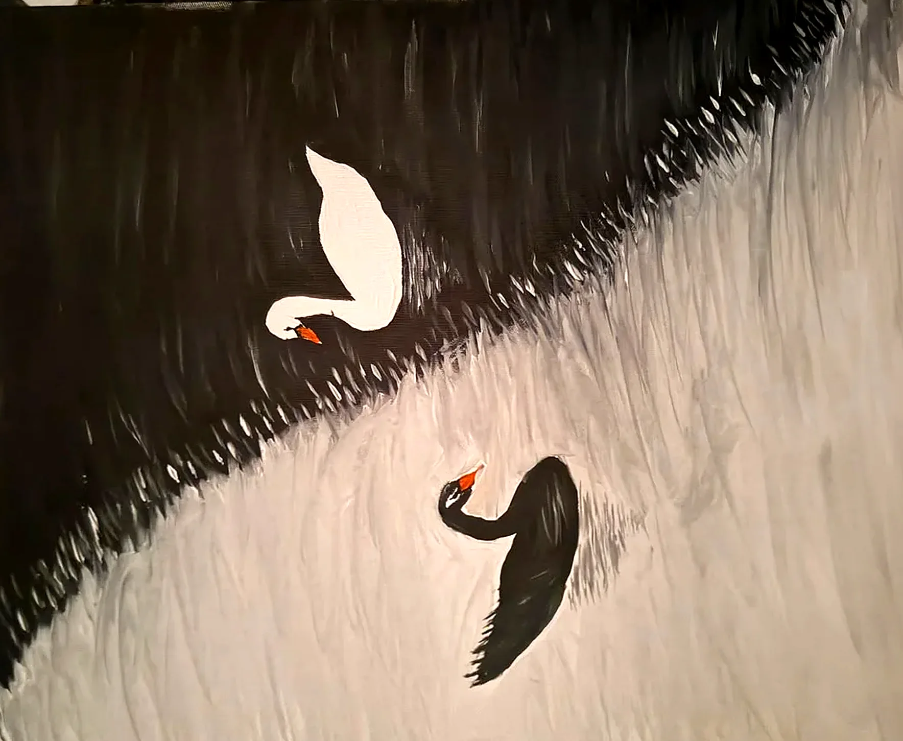 Deux cygnes, Acrylique sur toile | Karima Abdi