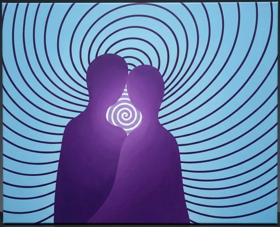 Deux âmes, une spirale, Acrylique sur toile | Karima Abdi